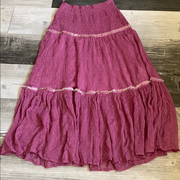 Free People Ella Midi Tiered Skirt Sugar Plum - Picture 2 of 8